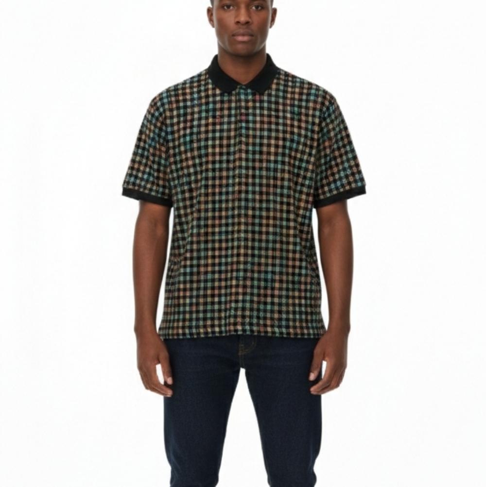 RISCATTO Men's Size L  Multicolor Patterned Shirt